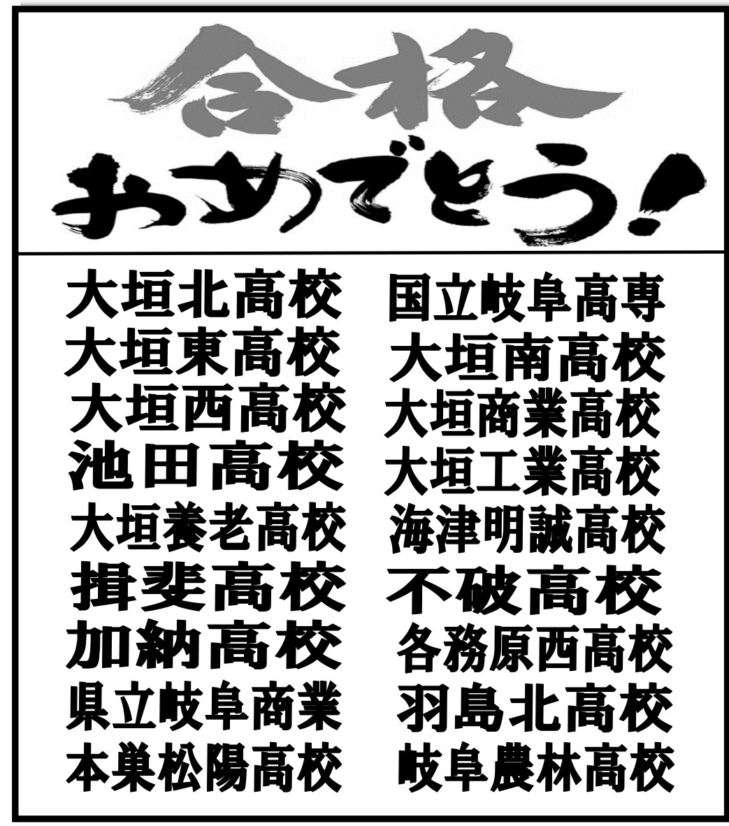 合格実績 聖陵学院 大垣市 養老町 海津市 大野町のほめて伸ばす学習塾